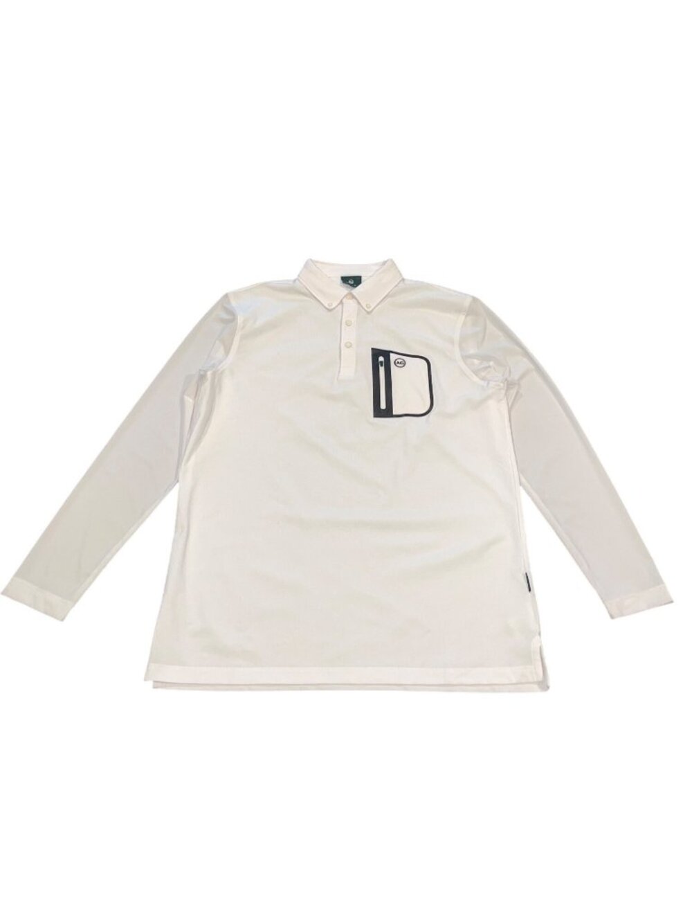 AG Green Label Long Sleeve Polo Shirt Small White Performance Casual Stretch